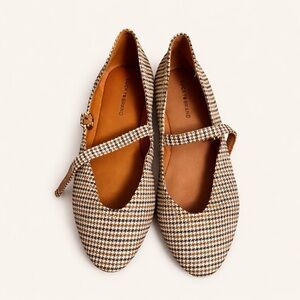 Women's Houndstooth Mary Jane Flats - Brown and Cream